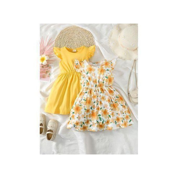 Catpapa Ensemble 2 pièces sans manches pour fillettes de 1 à 6 ans, motif uni et floral